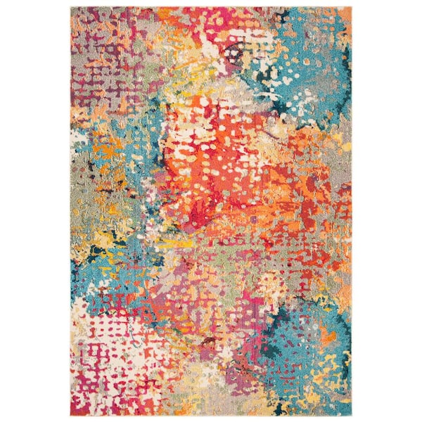 SAFAVIEH Madison Ivory/Multi 9 ft. x 12 ft. Abstract Solid Area Rug