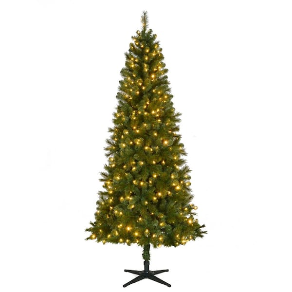 7.5 ft. Pre-Lit LED Wesley Spruce Slim Artificial Christmas Tree with Color Changing Lights