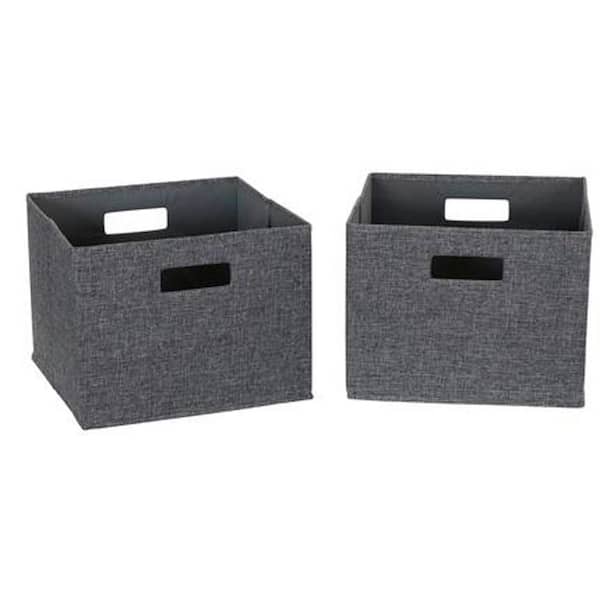 HOUSEHOLD ESSENTIALS 10 in. H x 13 in. W x 13 in. D Gray Canvas 1-Cube Organizer
