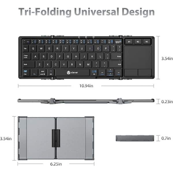 Tri-Folding store Wireless Keyboard With Touchpad