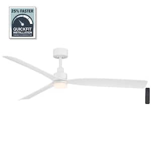 Marlston 60 in. Indoor/Outdoor Matte White with White Blades Ceiling Fan with Adjustable White LED with Remote Included