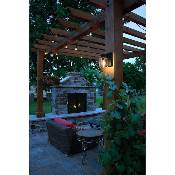 9 in. Black Outdoor Hardwired Wall Sconce with No Bulbs Included