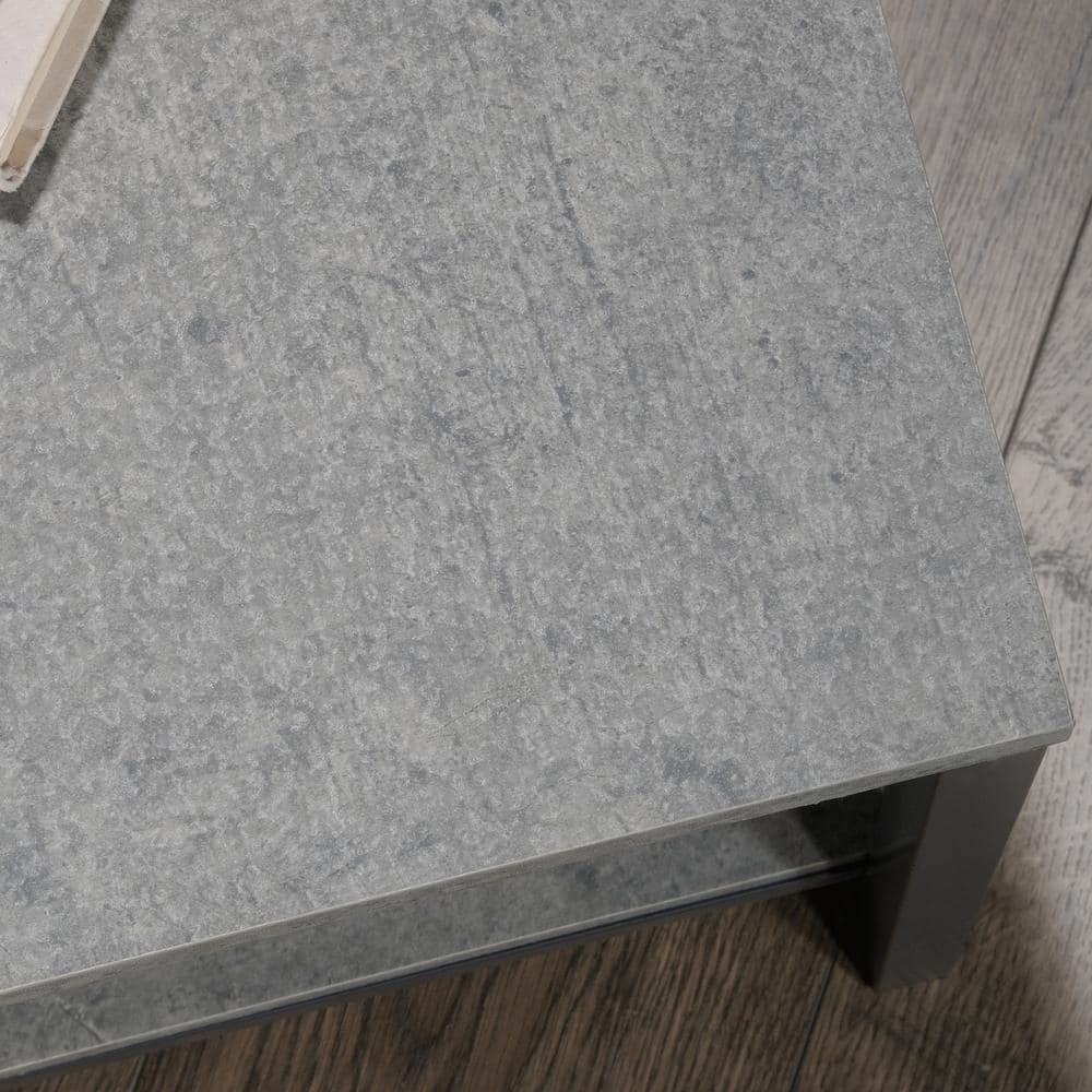 North Avenue 24'' Faux Concrete & Black Metal Rectangular Coffee Table