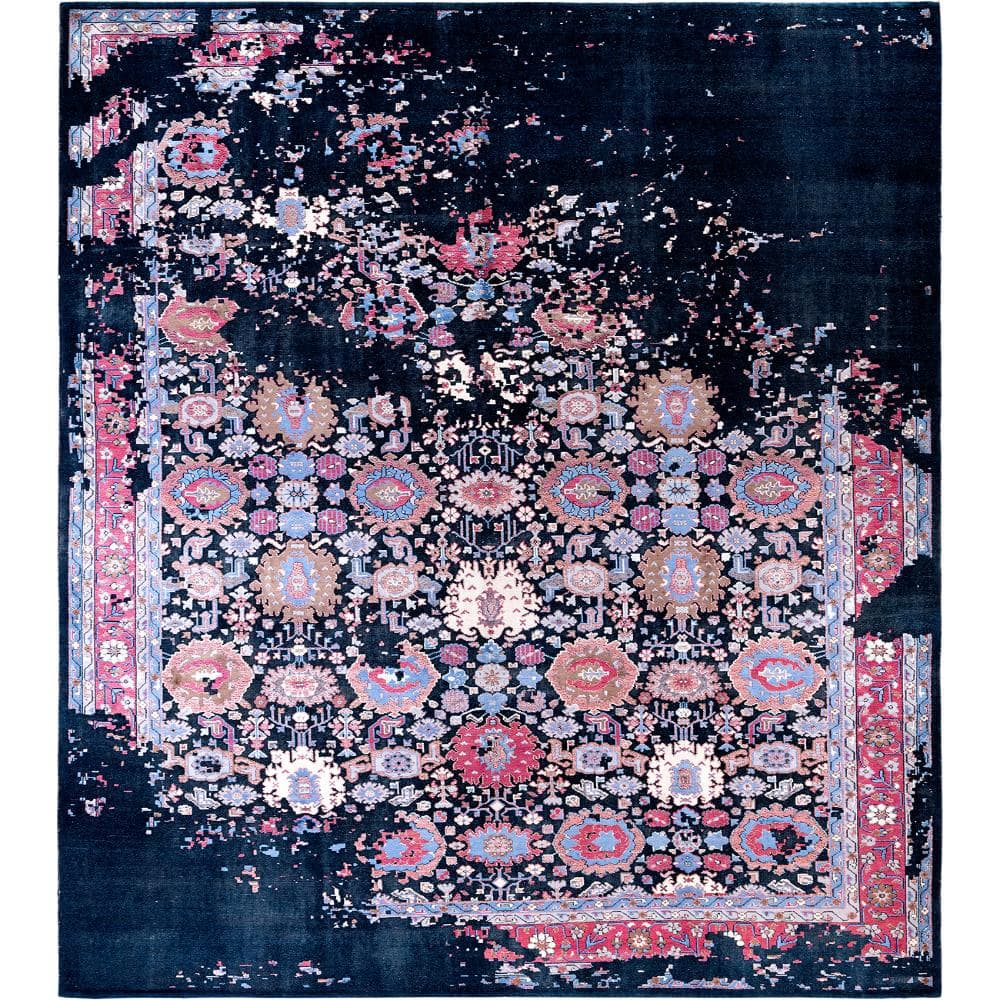 Ikat Navy 9 X 12 Hand-Knotted Silk Wool Indoor Area Rug price history on PriceWatchPro