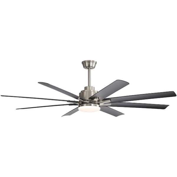 Sofucor 66 in. Indoor/Outdoor Nickel Smart Ceiling Fan with LED Light and Remote App Control