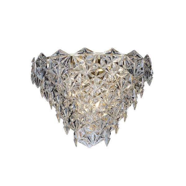 ALOA DECOR 6-Light Glam Silver Leaf Tiered Flush Mount Ceiling Light with Hexagonal Glass Accents