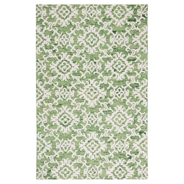 Blossom Green/Ivory 8 ft. x 10 ft. Floral Antique Area Rug