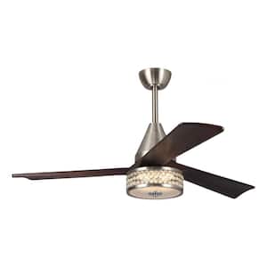 52 in. LED Indoor Sand Nickel LED Ceiling Fan with Remote Control