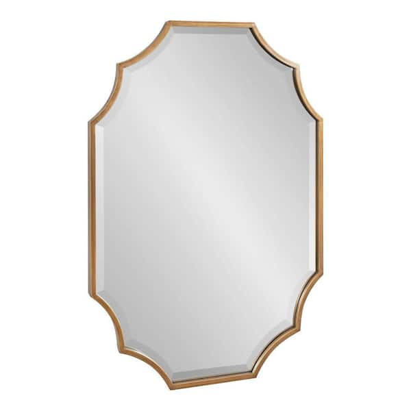 Kate and Laurel Deavere 22.37 in. W x 31.75 in. H Scalloped Metal Gold Framed Traditional Wall Mirror