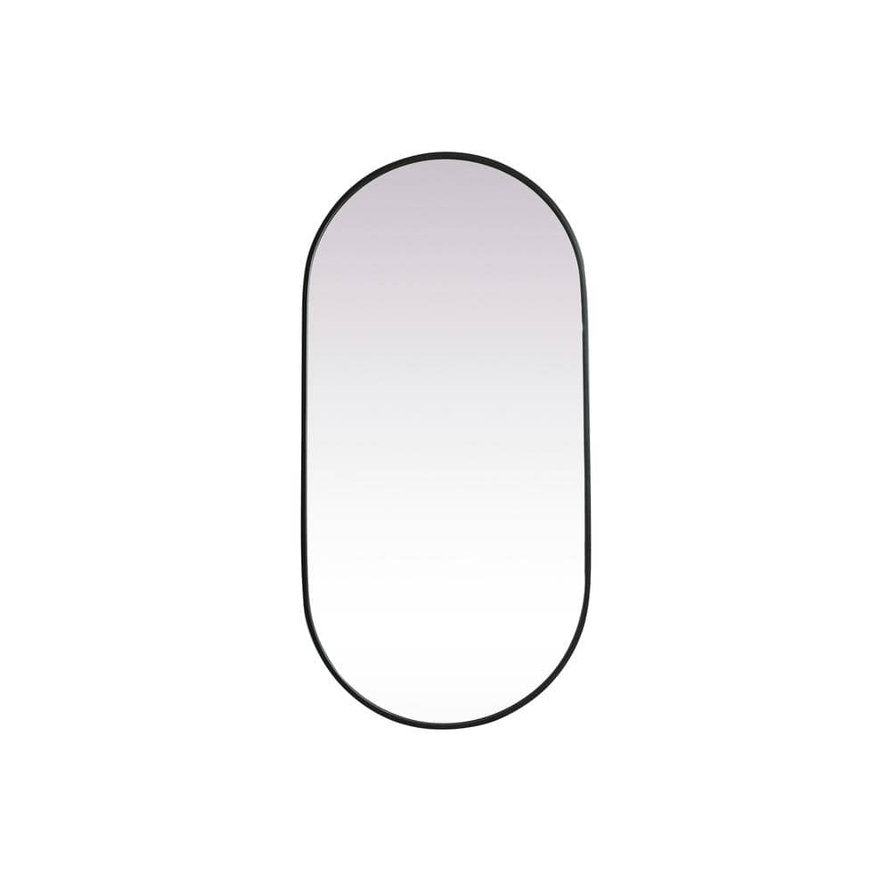 Black Metal Framed Oval Full Length Vanity Mirror