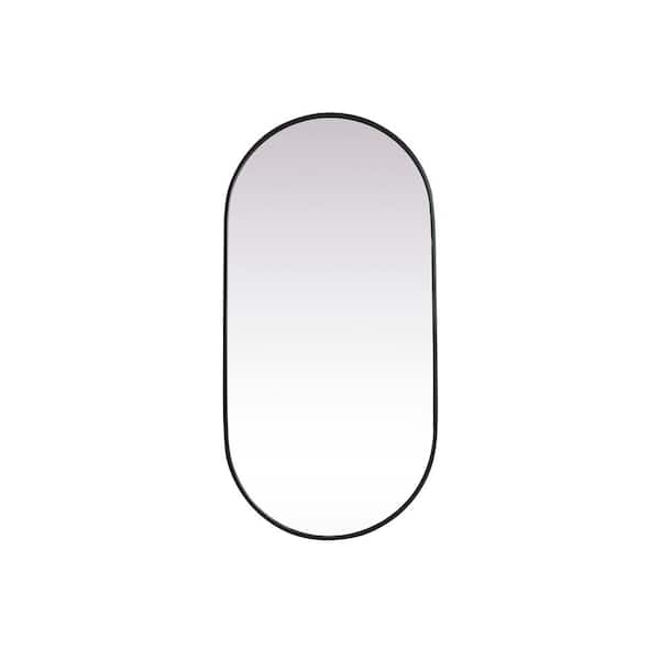 Unbranded Timeless Home 24 in. W x 48 in. H x Modern Metal Framed Oval Black Mirror