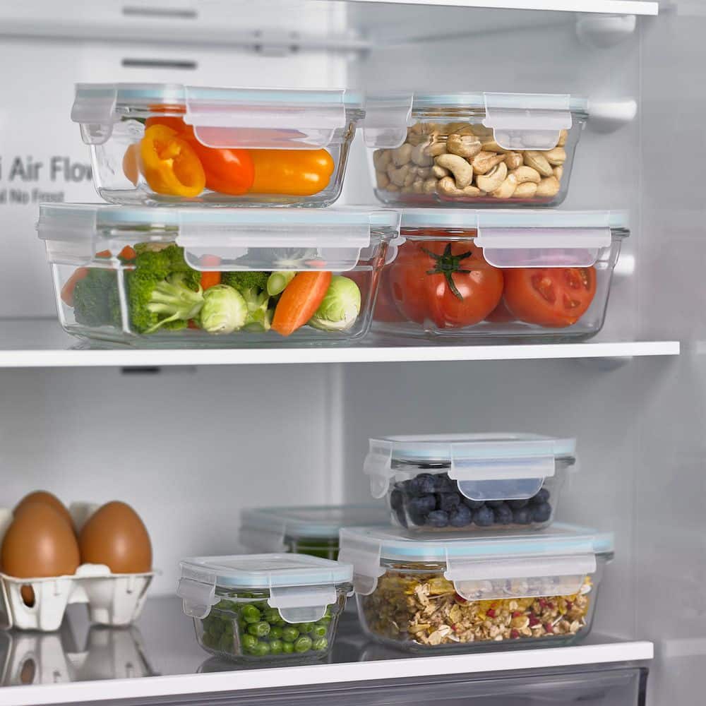 TemperMax Clear Glass 16-Piece Food Storage Set with Airtight Lids