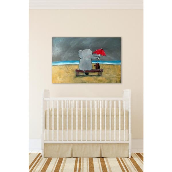 Unbranded 16 in. H x 24 in. W "Elephant Umbrella" by Marmont Hill Printed Canvas Wall Art