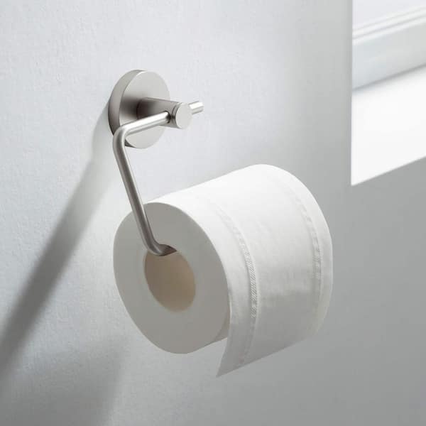 Bathroom Accessories Wall Mounted Toilet Paper Holder Round Post in Brushed Nickel