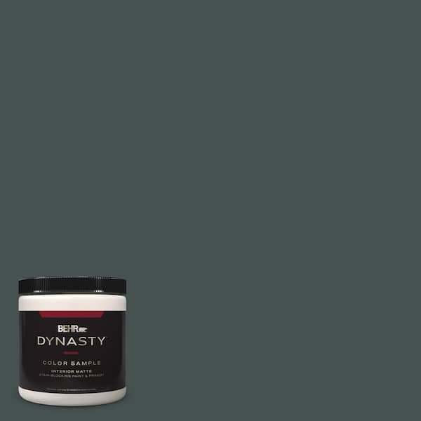 BEHR DYNASTY 8 oz. #MQ6-44 Black Evergreen One-Coat Hide Matte Stain-Blocking Interior/Exterior Paint and Primer Sample