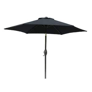 7.5 ft. Aluminum Pole Market Patio Umbrella with Crank And Push Button Til in Black