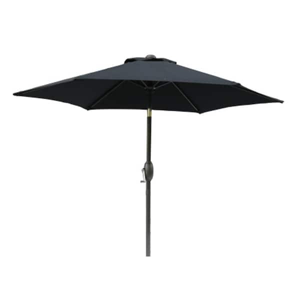 maocao hoom 7.5 ft. Aluminum Pole Market Patio Umbrella with Crank And Push Button Til in Black