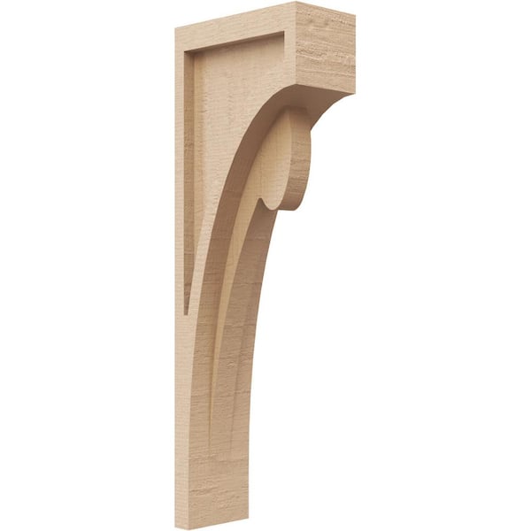 Ekena Millwork 3 in. x 18 in. x 6 in. Thin Viola Rough Cedar Woodgrain TimberThane Corbel, Primed Tan