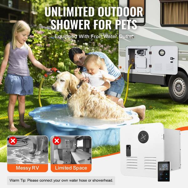 SKYSHALO RV Tankless Water Heater, Instant Shower with 15 x 15 in
