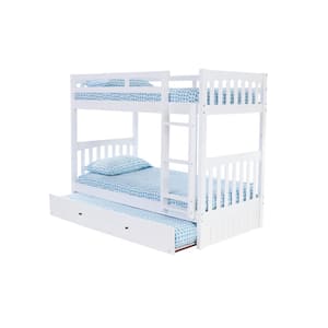 Casual White Twin over Twin Bunkbed with Twin Size Trundle