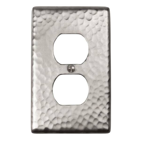 The Copper Factory Single Duplex Receptacle Switch Plate - Satin Nickel