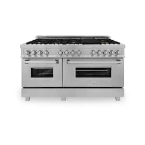 60 in. 9 Burner Double Oven Dual Fuel Range with Brass Burners in Fingerprint Resistant Stainless Steel