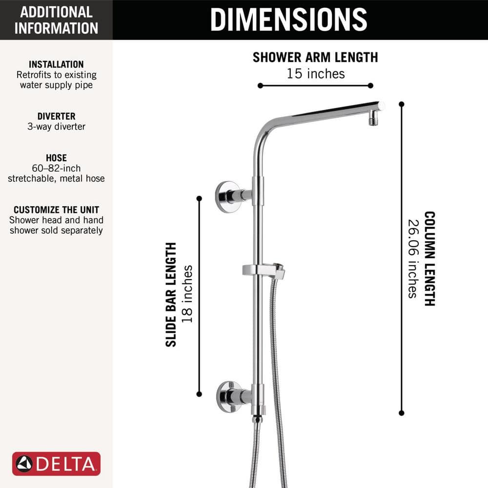Chrome Modern Stainless Steel Shower Column with Diverter