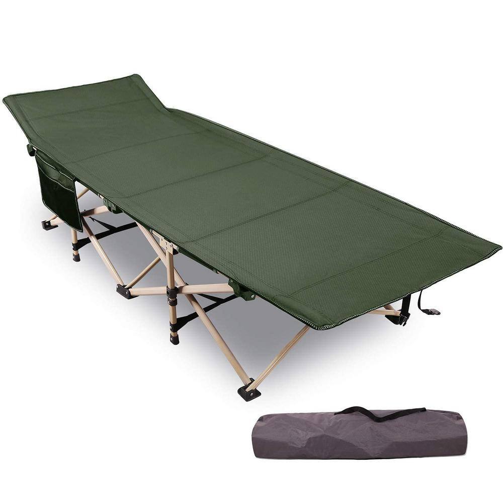 Adult HeavyDuty Folding Camp Bed, 28 in. Extra Wide Sturdy Portable Camp Bed, Army Green