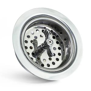 3-1/2 in. - 4 in. Kitchen Sink Spin and Seal Stainless Steel Drain Assembly with Strainer Basket - Threaded Stopper