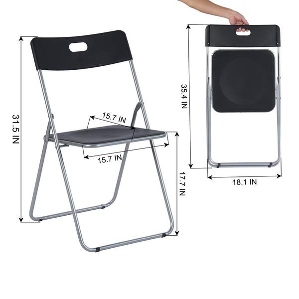 Homy Casa Mimosa BLack Metal Frame Plastick Seat Portable No