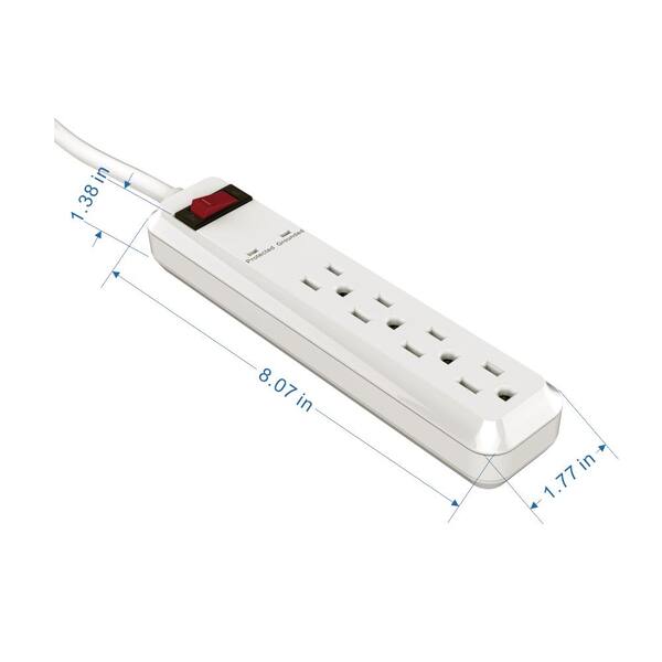 Unbranded - 4-Outlet Power Strip Surge Protector with 3 ft. Cord (4-Pack)