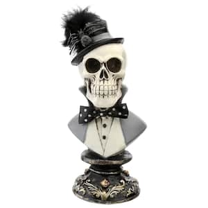 10 in. Top Hat Wearing Skull Halloween Decoration