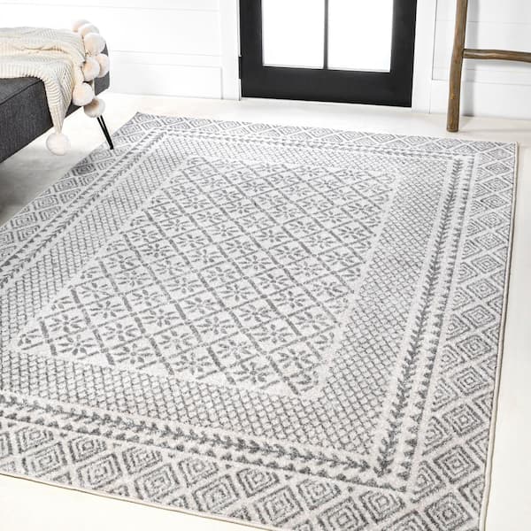 JONATHAN Y Athens Modern Geometric Boho Rug Gray/Cream 3 ft. x 5 ft. Area Rug