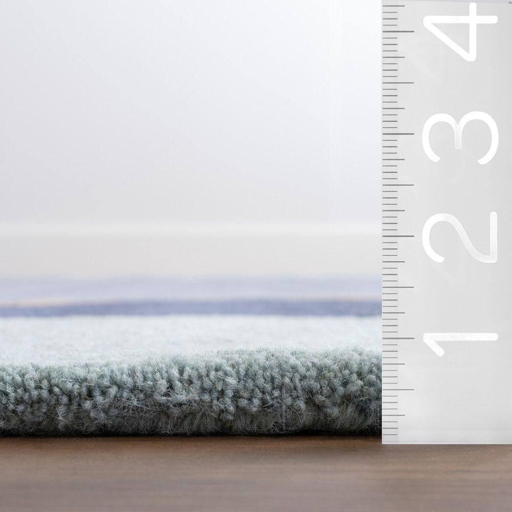 Blue Abstract Handmade Wool 4' x 6' Area Rug