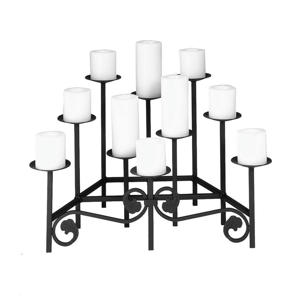 Imperial Black Wrought Iron 24" Candelabra with Scroll Detail