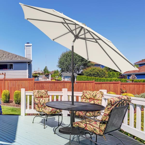 JOYESERY 9 ft. Patio Market Umbrellas with Crank and Tilt Button in Beige