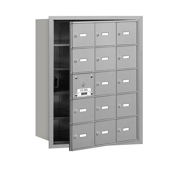 Salsbury Industries 3600 Series Aluminum Private Front Loading 4B Plus Horizontal Mailbox with 15A Doors (14 Usable)