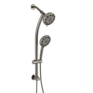 7-Spray Patterns with 1.8 GPM 5 in. Wall Mount Dual Shower Heads with Hose and Shower Arm in Brushed