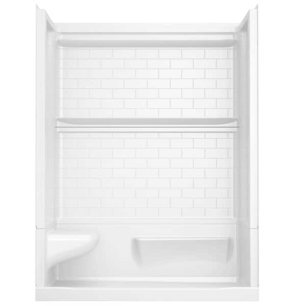 Classic 500 Tile Left Seat 32 in. L x 60 in. W x 75.76 in. H Alcove Shower Kit with Shower Wall and Shower Pan