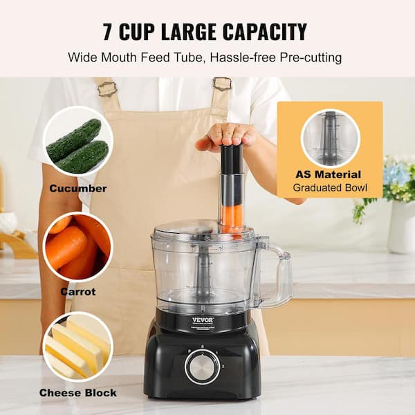 VEVOR Food Processor, 14-Cup Vegetable Chopper for Chopping, Mixing,  Slicing, and Kneading Dough, 600 Watts Stainless Steel Blade Professional  Electric Food Chopper, Easy Assembly & Clean, Black