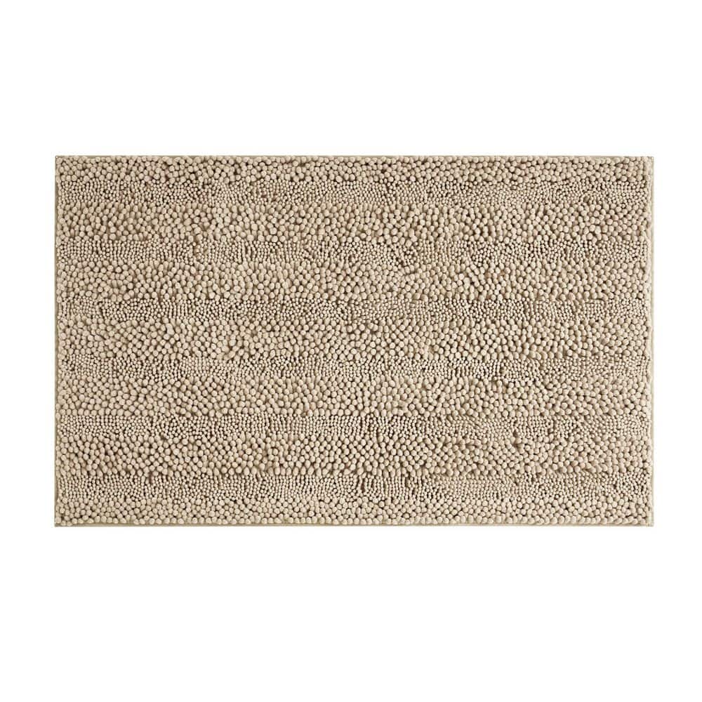 Tan Chenille Non-Slip Bath Mat with TPR Backing
