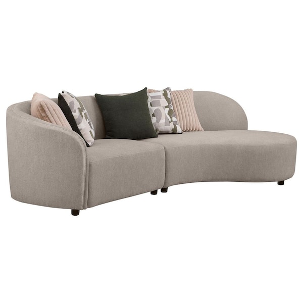 Coaster Fayette 112 in. 2-piece Tight Back Fabric Upholstered Stationary Sectional Sofa in. Greige