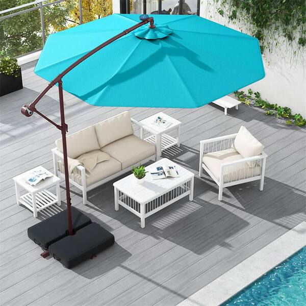 costway 10ft square patio offset cantilever umbrella Kozyard Roma 10'×10' (5 Color Options) Navy Blue Large Shade Coverage 10 ft Patio Umbrella Offset