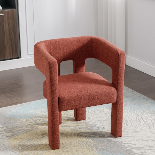 Polibi 24.80 in. W Contemporary Orange Linen Upholstered Accent Chair