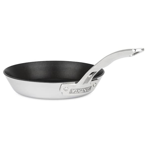 3-Ply Contemporary 8 in. Stainless Steel Fry Pan with Nonstick Interior