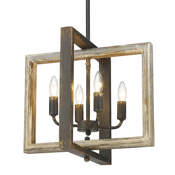 Golden Lighting Harvey 4-Light Antique Black Iron Pendant