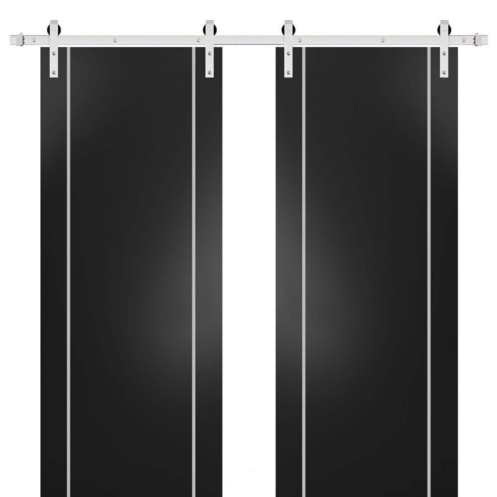 Assemble Required 32 in. x 80 in. 2-Panel Black Matte Solid Wood with Honeycomb Sliding Barn Door with Hardware Kit price history on PriceWatchPro