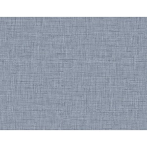 Linen Texture Dark Bleu Vinyl Non-Pasted Strippable Wallpaper Roll (Cover 60.75 sq. ft.)