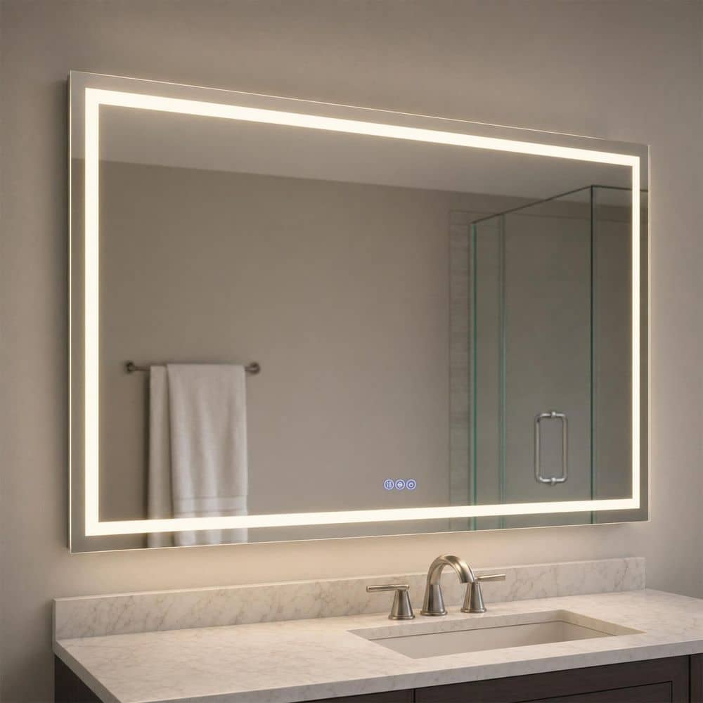 60 in. W x 36 in. H LED Light with 3-Color and Touch Screen Control Rectangular Modern Frameless Vanity Wall Mirror price history on PriceWatchPro