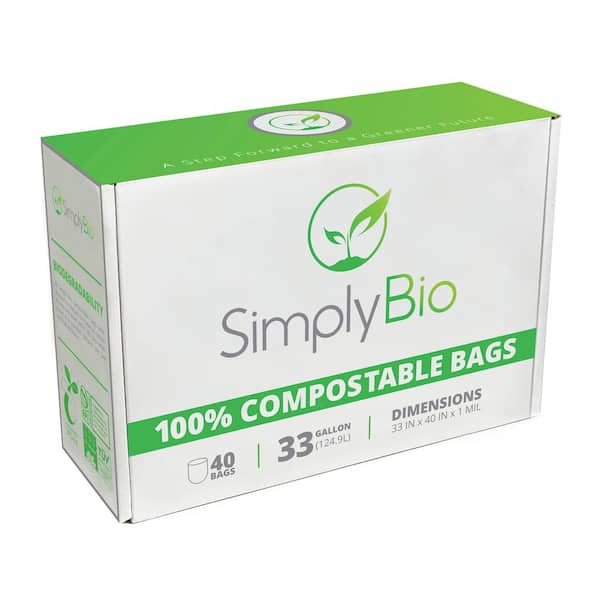 Simply Bio 3 gal. Compostable Trash Bags with Handle, Eco-Friendly, Heavy-Duty, 0.67 mil, 80-Count